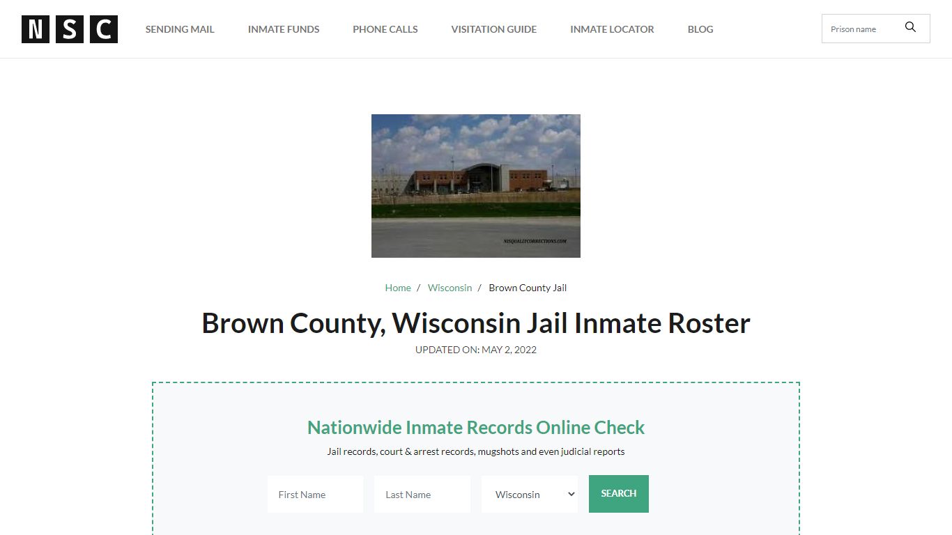 Brown County, Wisconsin Jail Inmate Roster